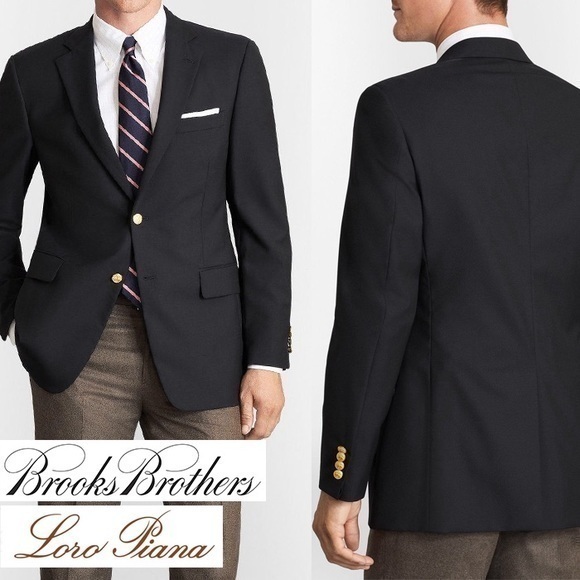 Brooks Brothers 1818 100% Wool Lora Piano Black Madison Blazer 39l